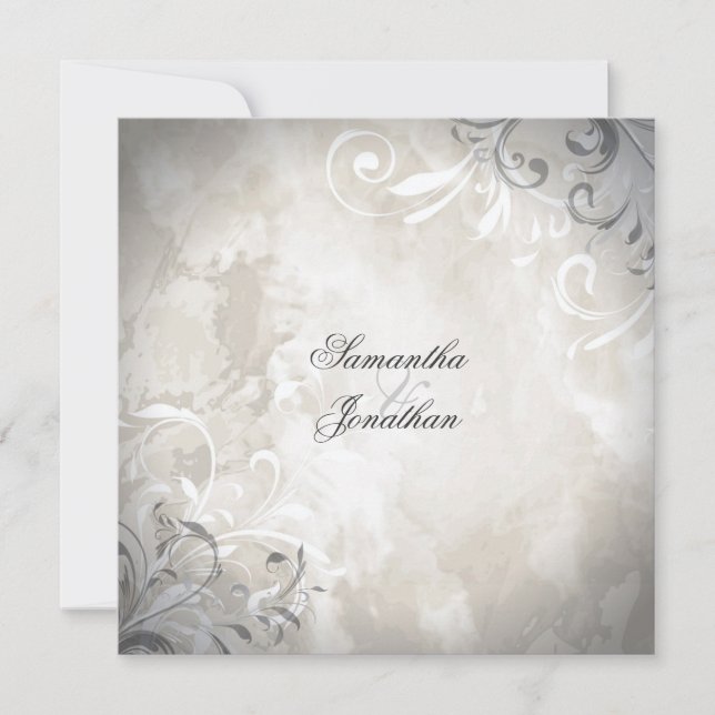Einladung Hochzeit Elegantes Vintages Foliage & Sw (Vorderseite)