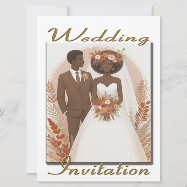 Einladung Hochzeit glückliches ethnisches Paar (Vorderseite)