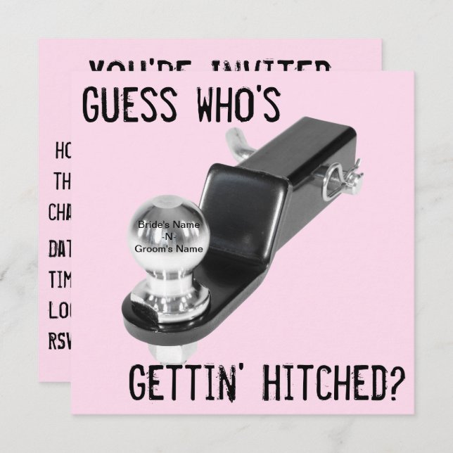 Einladung - Hochzeit - "Hitched" (Vorne/Hinten)