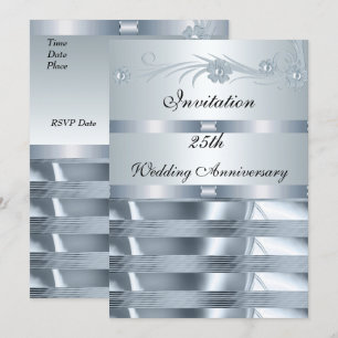 Einladung Hochzeit Jubiläum 25. Silber Blau