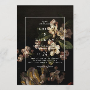 Einladung Hochzeit Romantische Moody Dark Floral