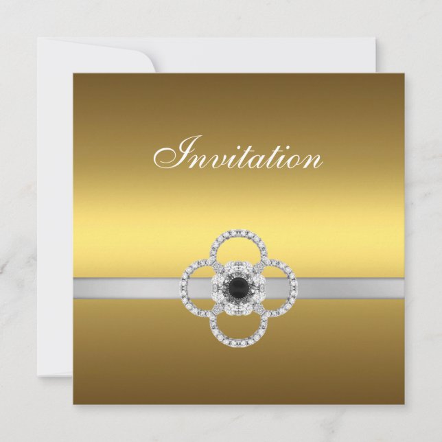 Einladung Jeden Anlaß Gold Silver Black Jewel (Vorderseite)