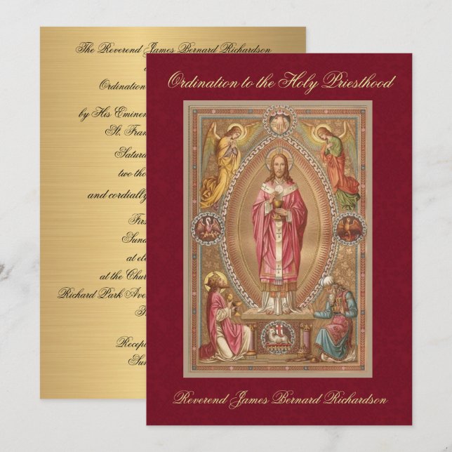 Einladung katholischer Ordination zum Heiligen Pri (Vorne/Hinten)