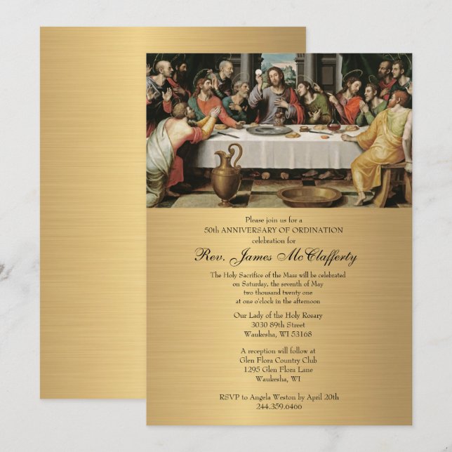 Einladung katholischer Priester Ordination Jahrest (Vorne/Hinten)