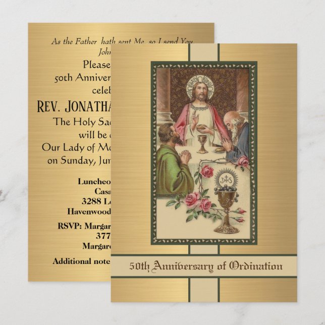 Einladung katholischer Priester Ordination Jahrest (Vorne/Hinten)