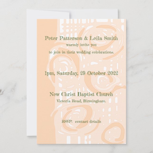 Einladung Kultur Hochzeit Mosaik Blumenpfirsich (Vorderseite)