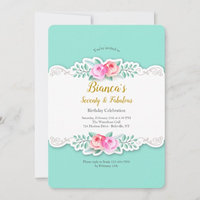 Einladung künstlerischer Rose (Vorderseite)