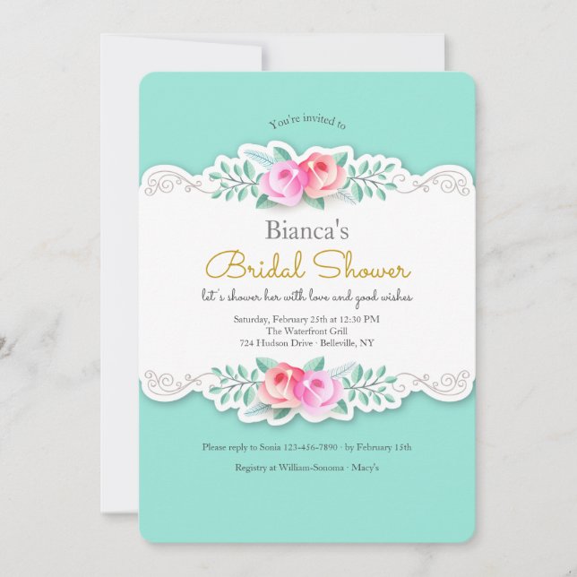 Einladung künstlerischer Rose (Vorderseite)