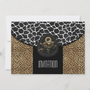 Einladung Leopard Schwarz-weiße Kuh Print