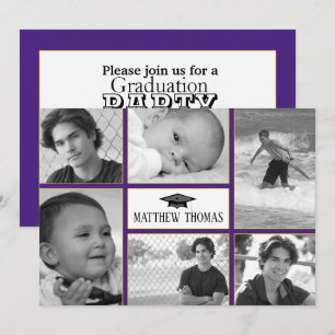 Einladung lila & Gold Abschluss, Matte 5" x 7"