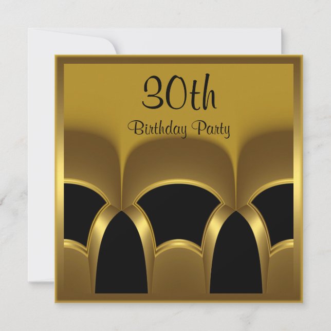 Einladung Mens 30. Geburtstag Party Black Gold Met (Vorderseite)