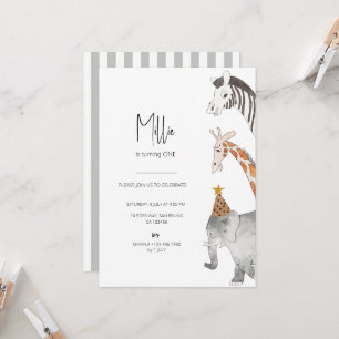 Einladung Minimalistischer Tiere zum Geburtstag