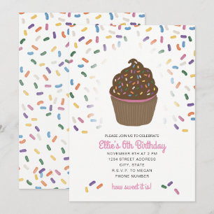 Einladung mit Cupcake und Streuseln