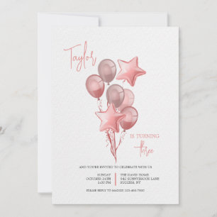 Einladung mit rosa Ballons