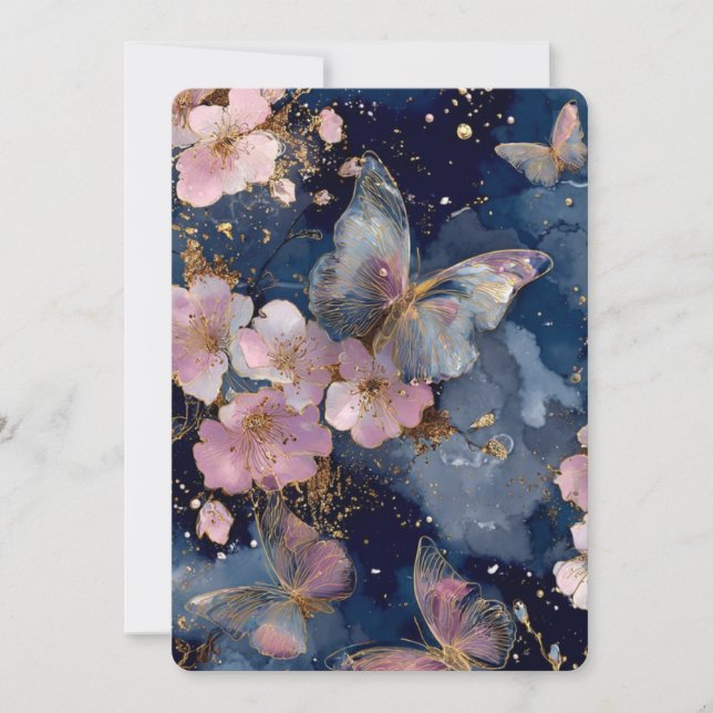 Einladung mit rosa Kirschblüten – Sakura Baum (Vorderseite)