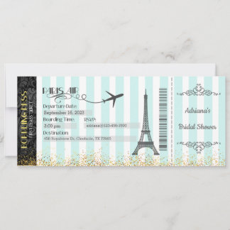 Einladung nach Paris Borading Pass, Geburtstag, Br