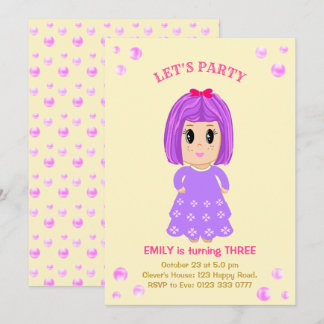 Einladung niedlicher Mädchen zum Geburtstag