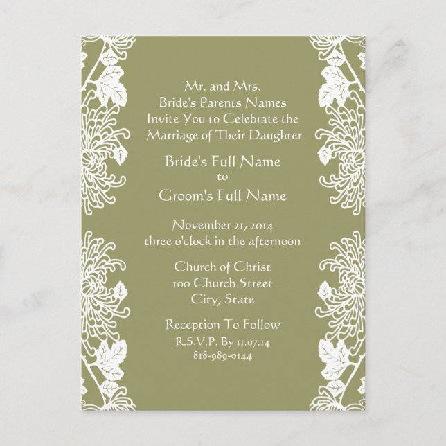 Einladung Olive Green Vintag (Vorderseite)