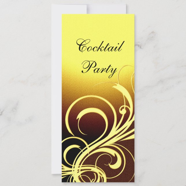 Einladung Party Elegante Gelbe goldbraune Blüte (Vorderseite)