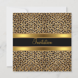 Einladung Party Exotic Leopard Gold Black