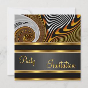 Einladung Party Exotisch Abstrakt Gold Schwarz