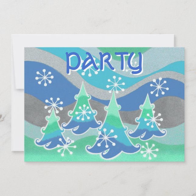 Einladung "Party" für Winterbaumen (Vorderseite)