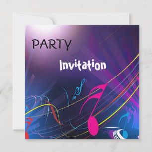 Einladung Party Musik Noten Blau