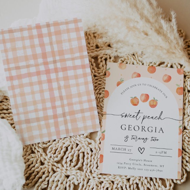 Einladung Peach Birthday | Aquarellfarben (Von Creator hochgeladen)