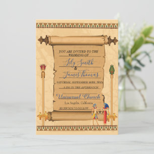 Einladung Pharaonisches Erbe auf Papyrus Hochzeit
