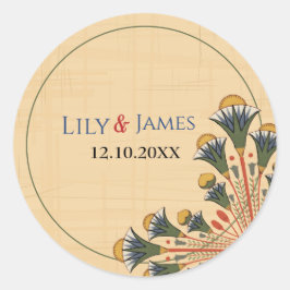 Einladung Pharaonisches Erbe auf Papyrus Hochzeit Runder Aufkleber