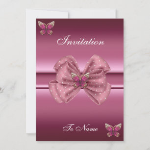 Einladung Pink Butterfly Bow