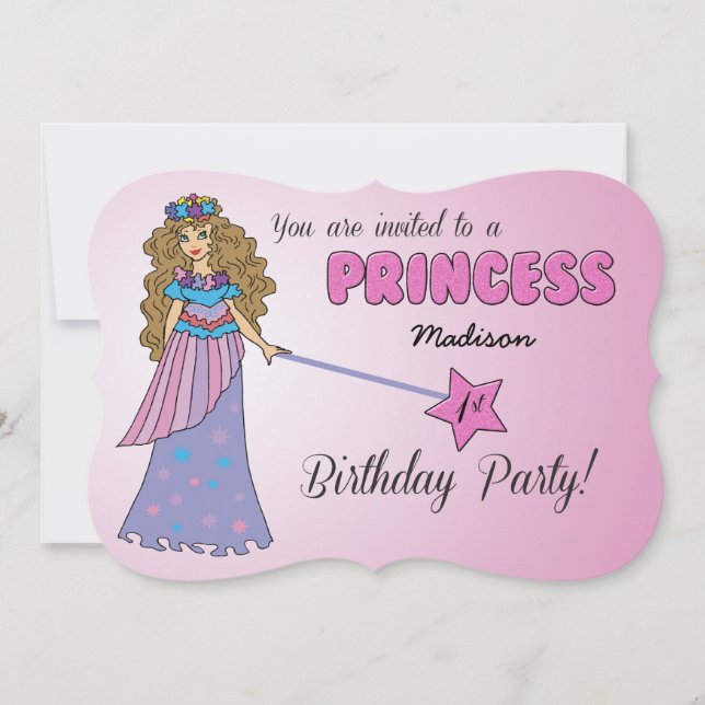 Einladung Pink Princess zum 1. Geburtstag (Vorderseite)
