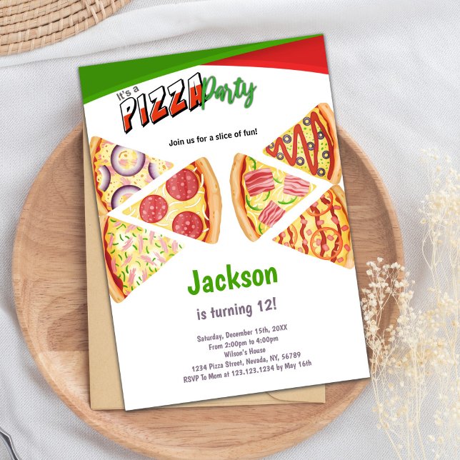 Einladung Pizza Slice zum Geburtstag (Slices Pizza Birthday Invitations)