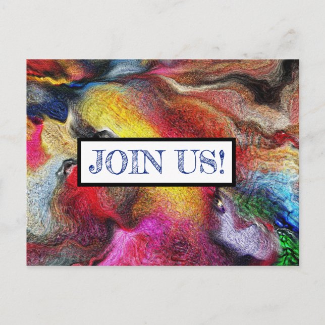 Einladung Postcard - Abstrakte Kunst - Kommen Sie  (Vorderseite)