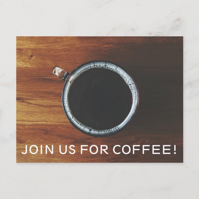Einladung Postkarte - Kommen Sie zu uns für Kaffee (Vorderseite)