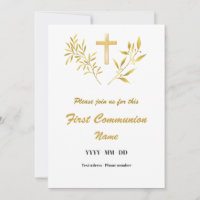 Einladung Premier Communion - Flusskreuz or