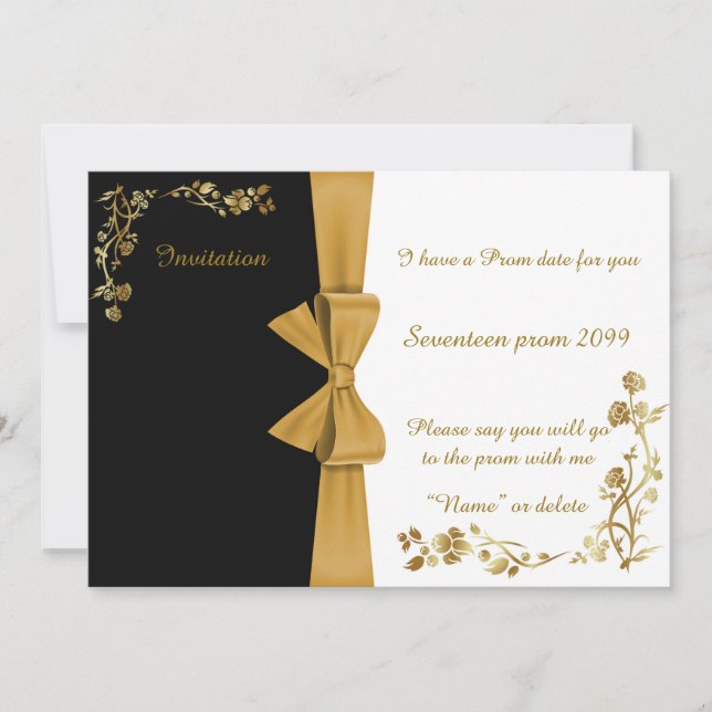 Einladung Prom, siebzehn Prom, elegantes, goldenes (Vorderseite)