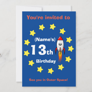 Einladung - Raketenschiff Custom Birthday - Name h