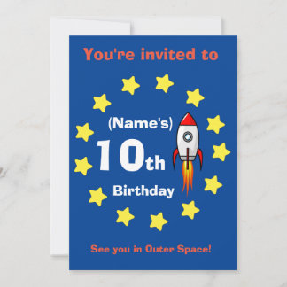 Einladung - Raketenschiff Custom Birthday - Name h