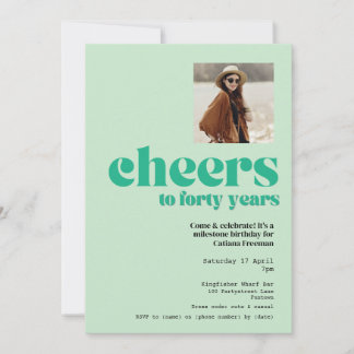 Einladung, Retro Sage Green, 40. Geburtstag Party Einladung