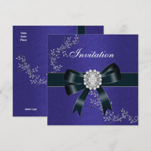 Einladung Royal Blau Diamant Schmuck Schwarz Schle