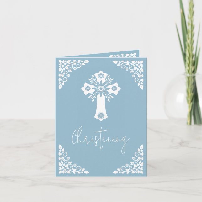 Einladung (schreiben) Bläserkreuz Taufe Sky Blue (Vorderseite)