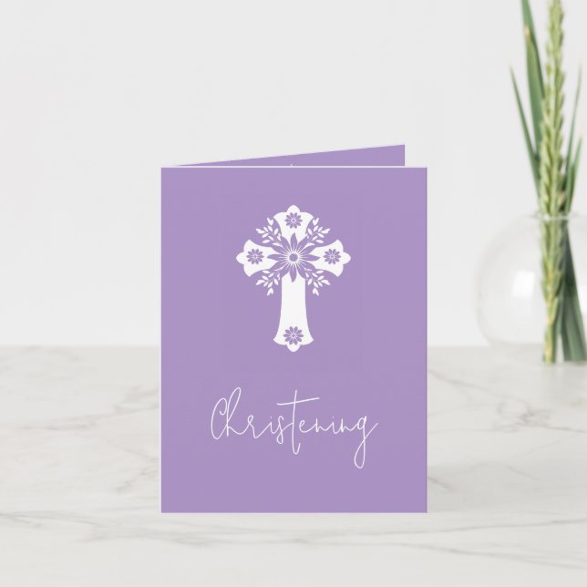 Einladung (schreiben) Bloral Cross Taufe Lilac (Vorderseite)