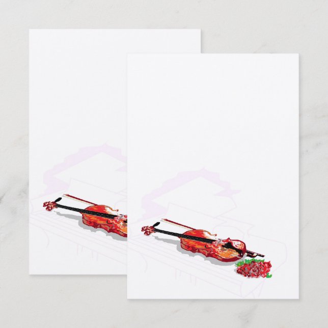 Einladung: Silhouette Piano & Violine Einladung (Vorne/Hinten)