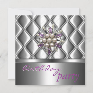 Einladung Silver Mauve Lila Crystal Jewel