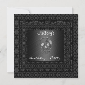 Einladung Skull 15. Geburtstagsparty Black
