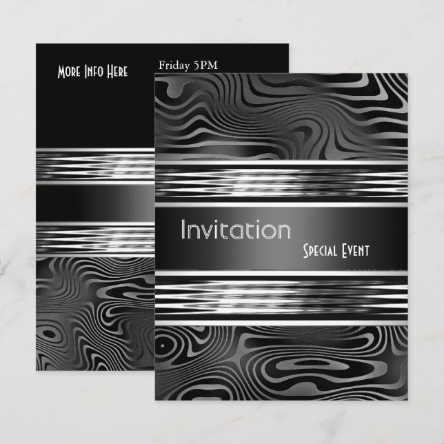 Einladung Special Event Black Silver Metal (Vorne/Hinten)