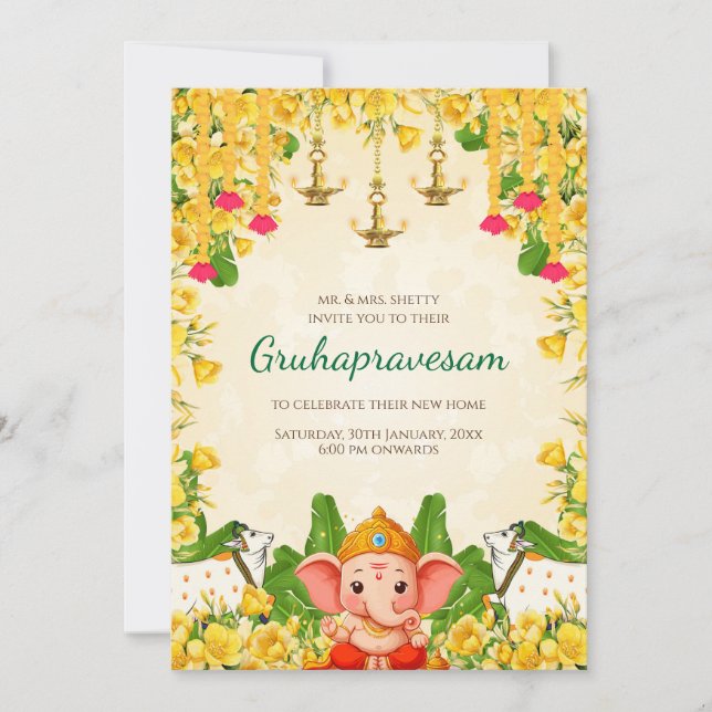 Einladung Tamil zur digitalen indischen Haushaltse (Vorderseite)