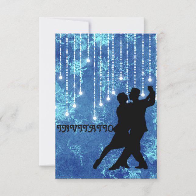 Einladung Tango Flamenco Latin Dance Blue (Vorderseite)