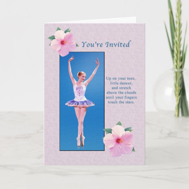 Einladung, Tanz-Erwägungsgrund, Ballerina Einladung (Vorderseite)
